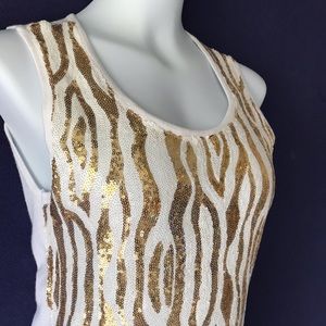 Verve Vintage Gold Sequin Zebra Tank Top D1